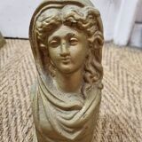 Cast iron andirons heads of women