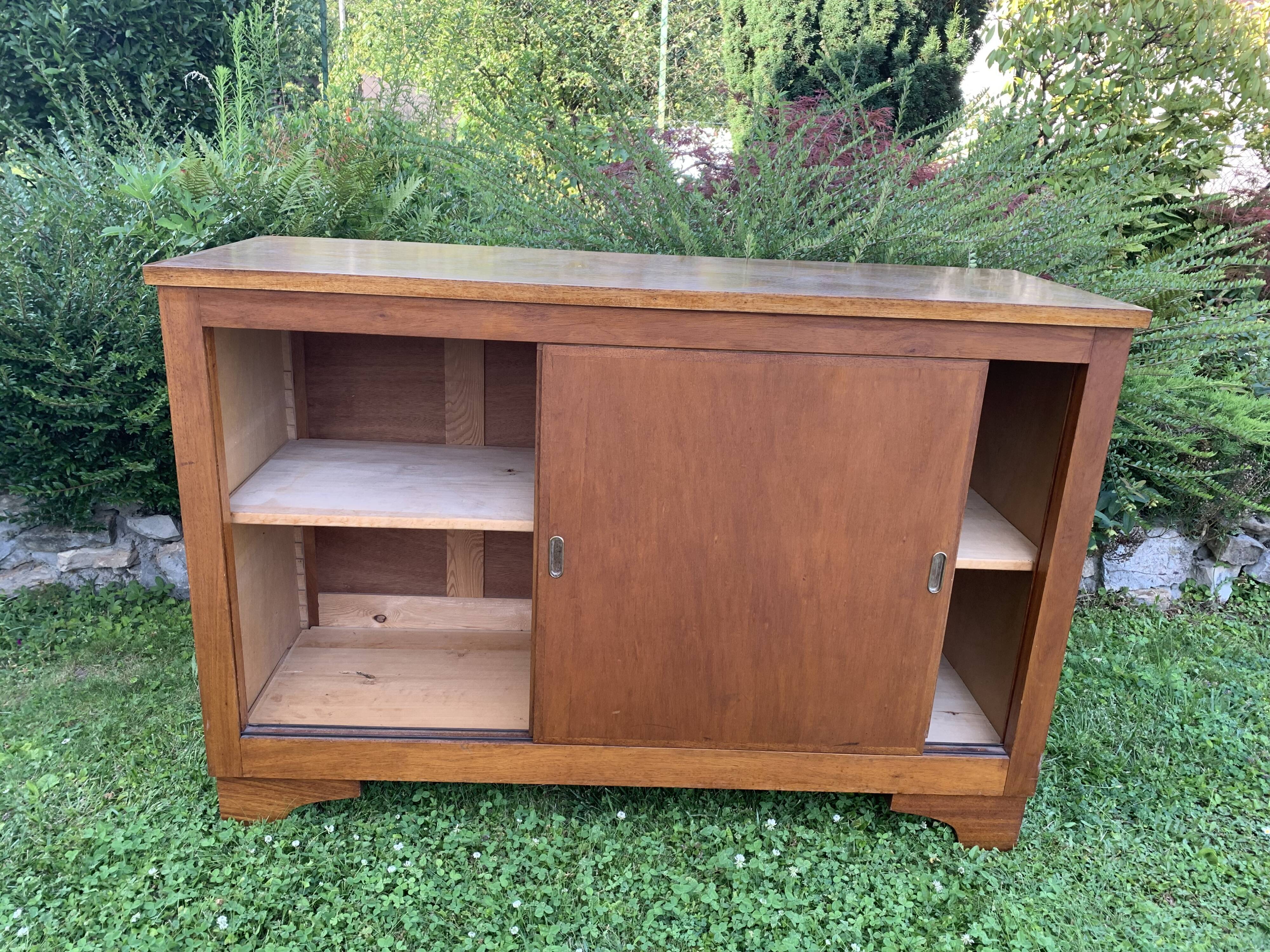 Vintage school cabinet with sliding doors