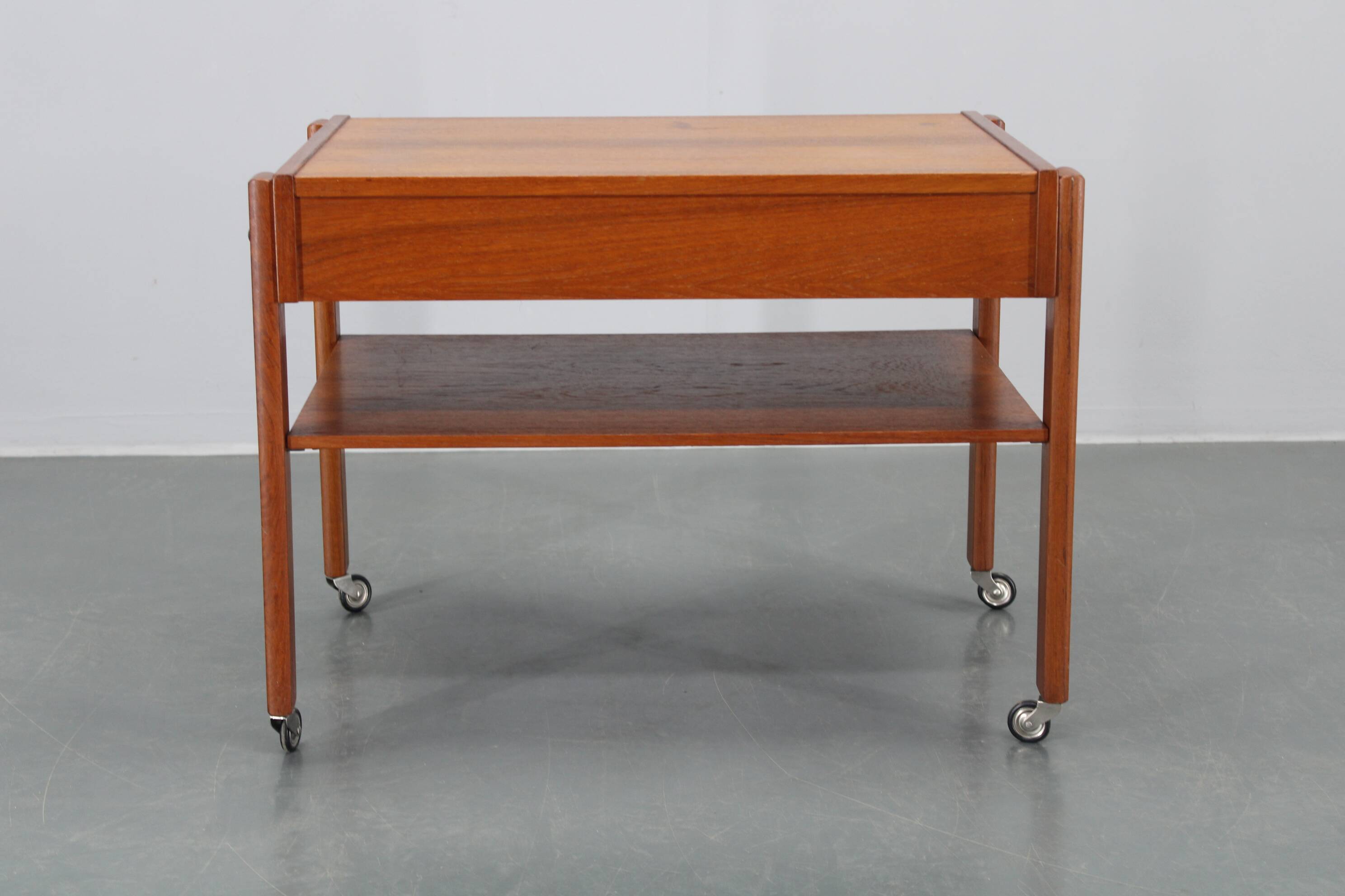1960s Danish Teak Sewing Cart or Side Table