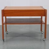 1960s Danish Teak Sewing Cart or Side Table