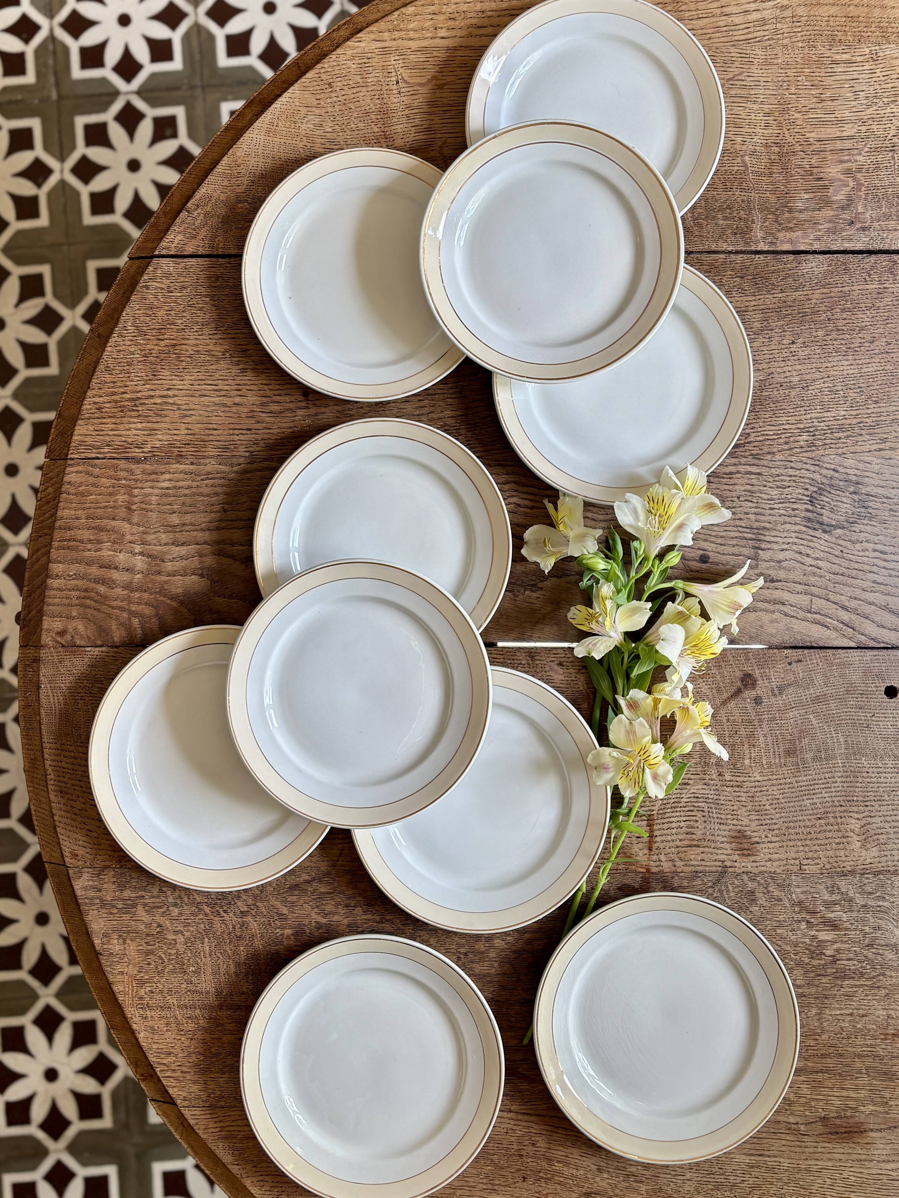 Set of 10 antique dessert plates - Auteuil from Lunéville