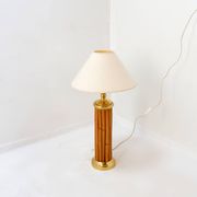 Lampe de table vintage en bambou et laiton - années 1980
