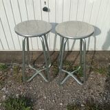 Pair of stools Habitat in cast aluminum 1980 vintage
