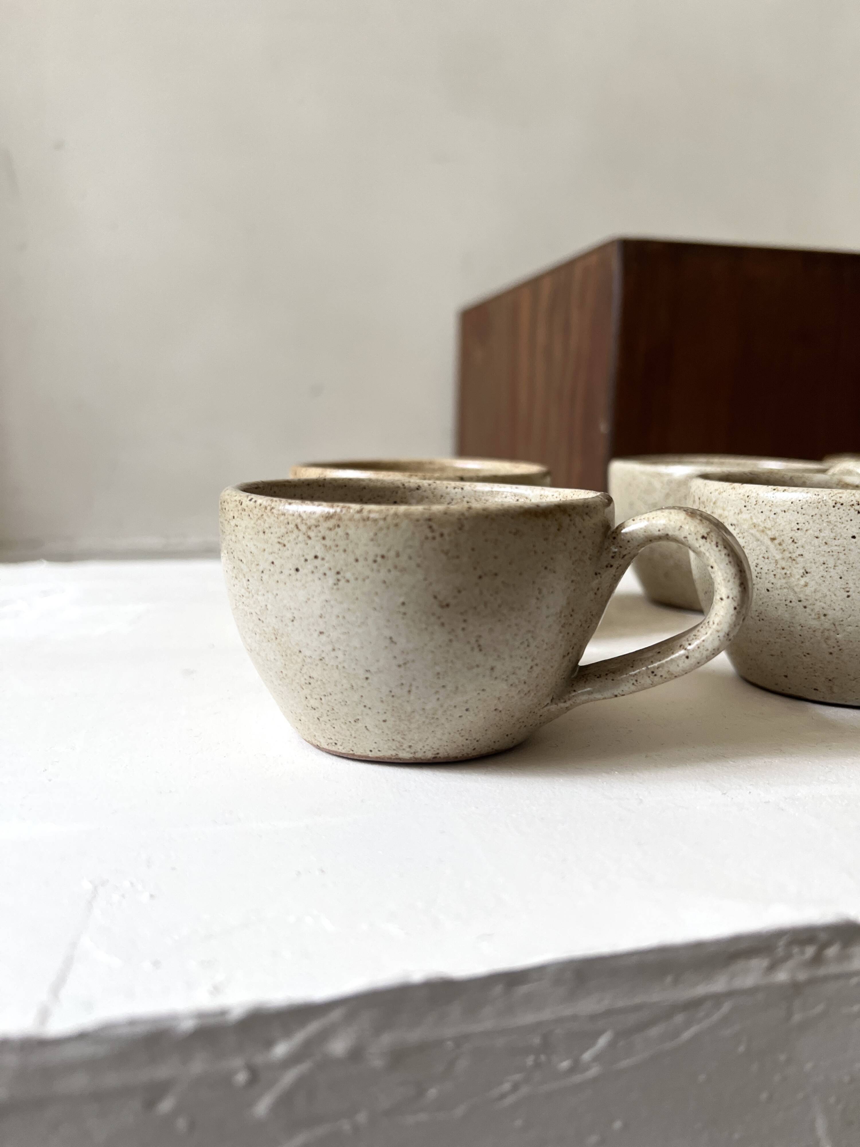 6-cup ceramic coffee service, handcrafted 1970.