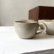 6-cup ceramic coffee service, handcrafted 1970.