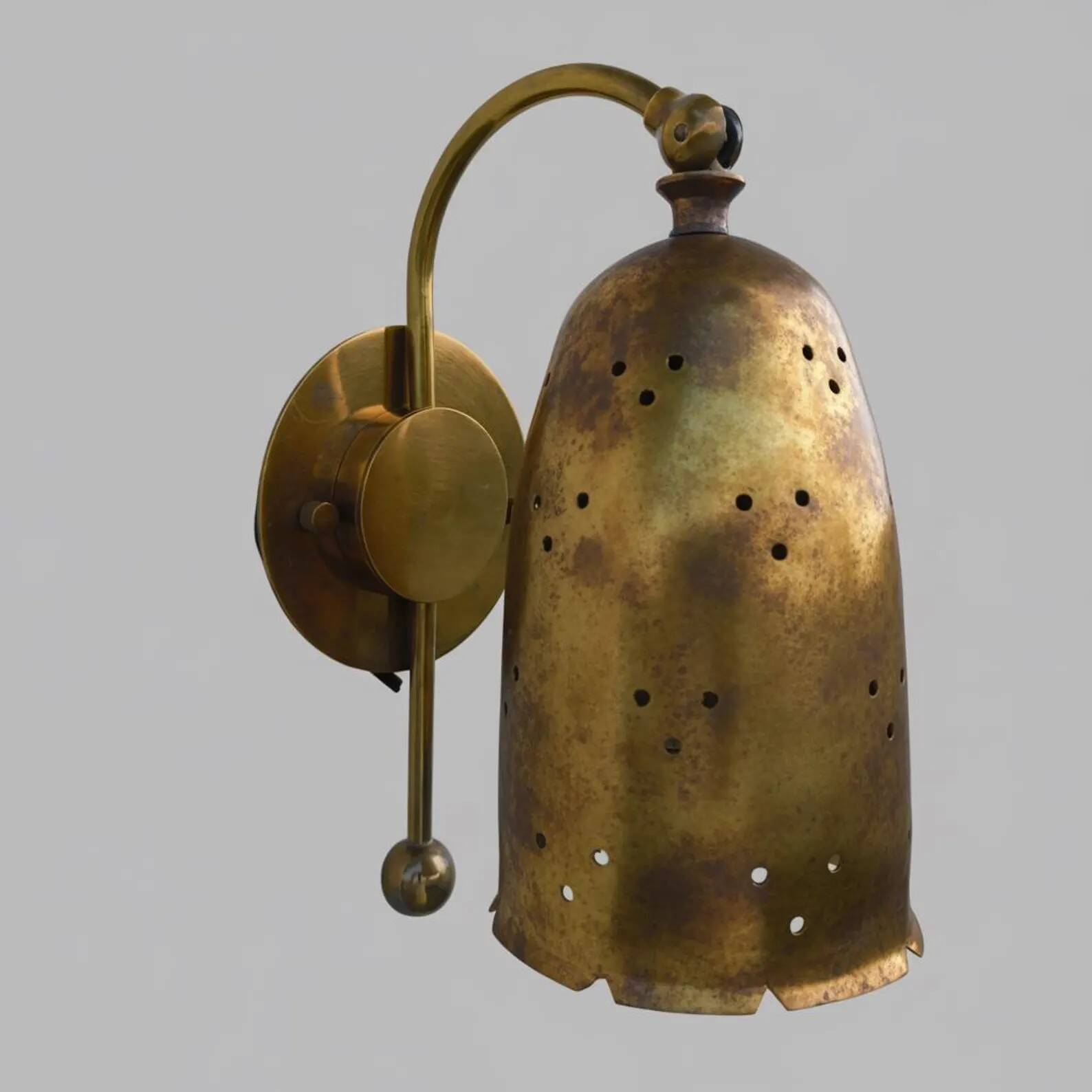 Applique artisanale vintage en laiton perforé de style scandinave