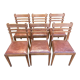 Suite de 6 chaises en chêne et cuir 1950