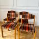 Set of 4 vintage chairs fabric and wood