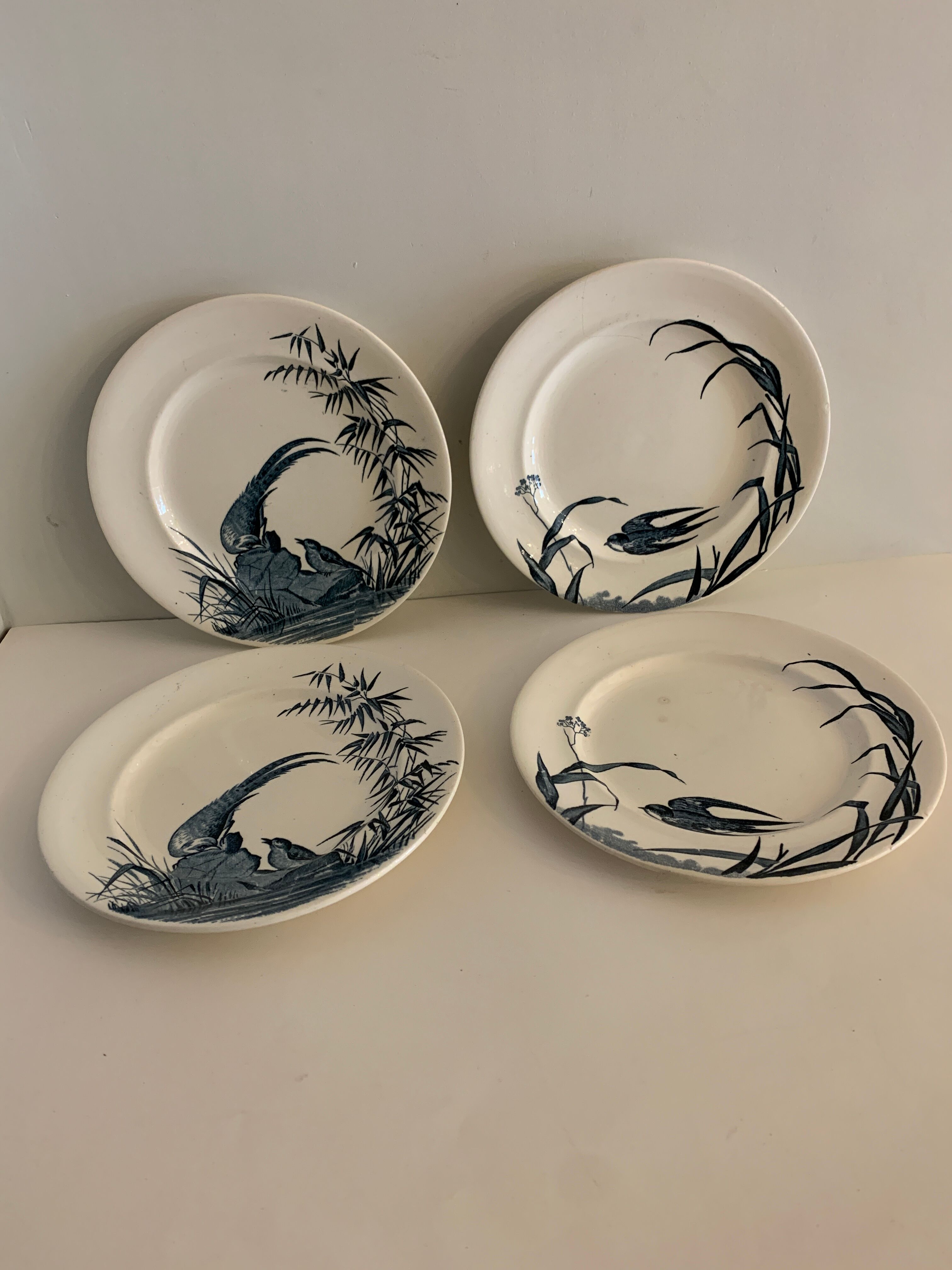 4 Japanese Longwy flat plates