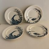 4 Japanese Longwy flat plates