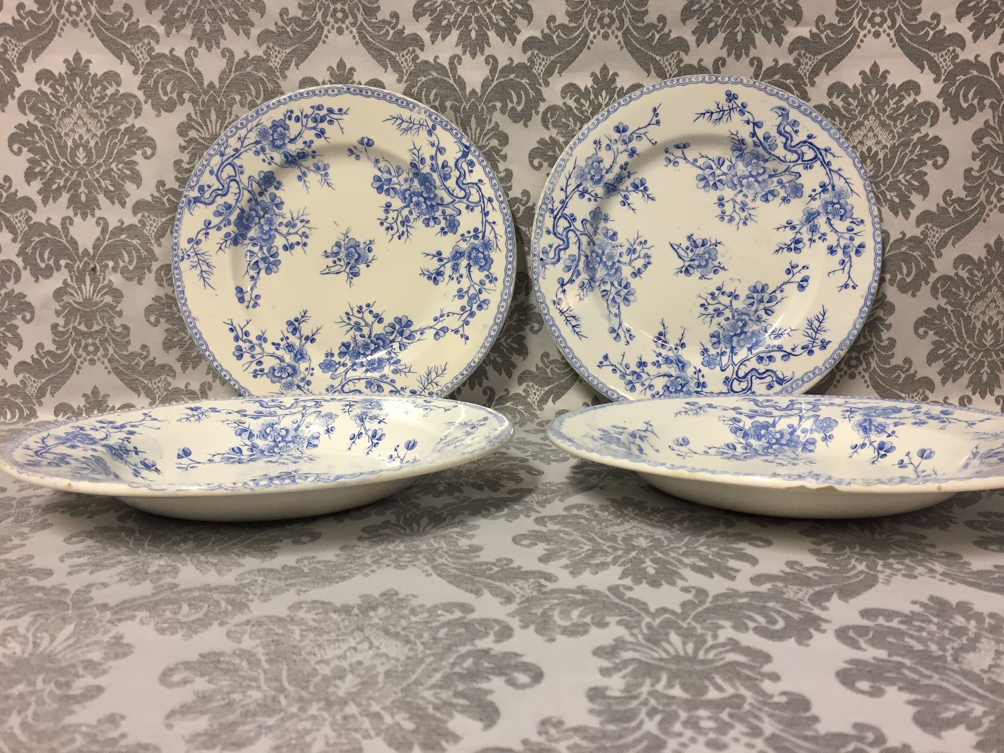 Old art nouveau plates faience of gien france gold medals fleurette