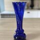Cobalt blue blown glass vintage artisan vase, handmade, German.