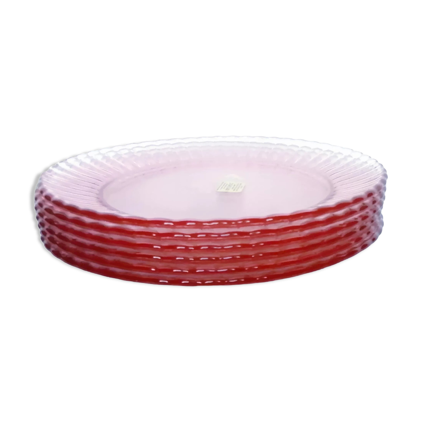 6 Arcoroc pink glass dessert plates