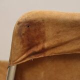 Vintage Suede and Chrome Metal Armchair, 1970s