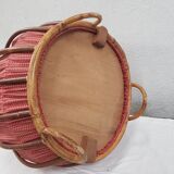 Tabouret / pouf en rotin vintage