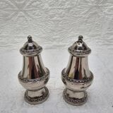 Silver-plated salt and pepper shakers and egg cups