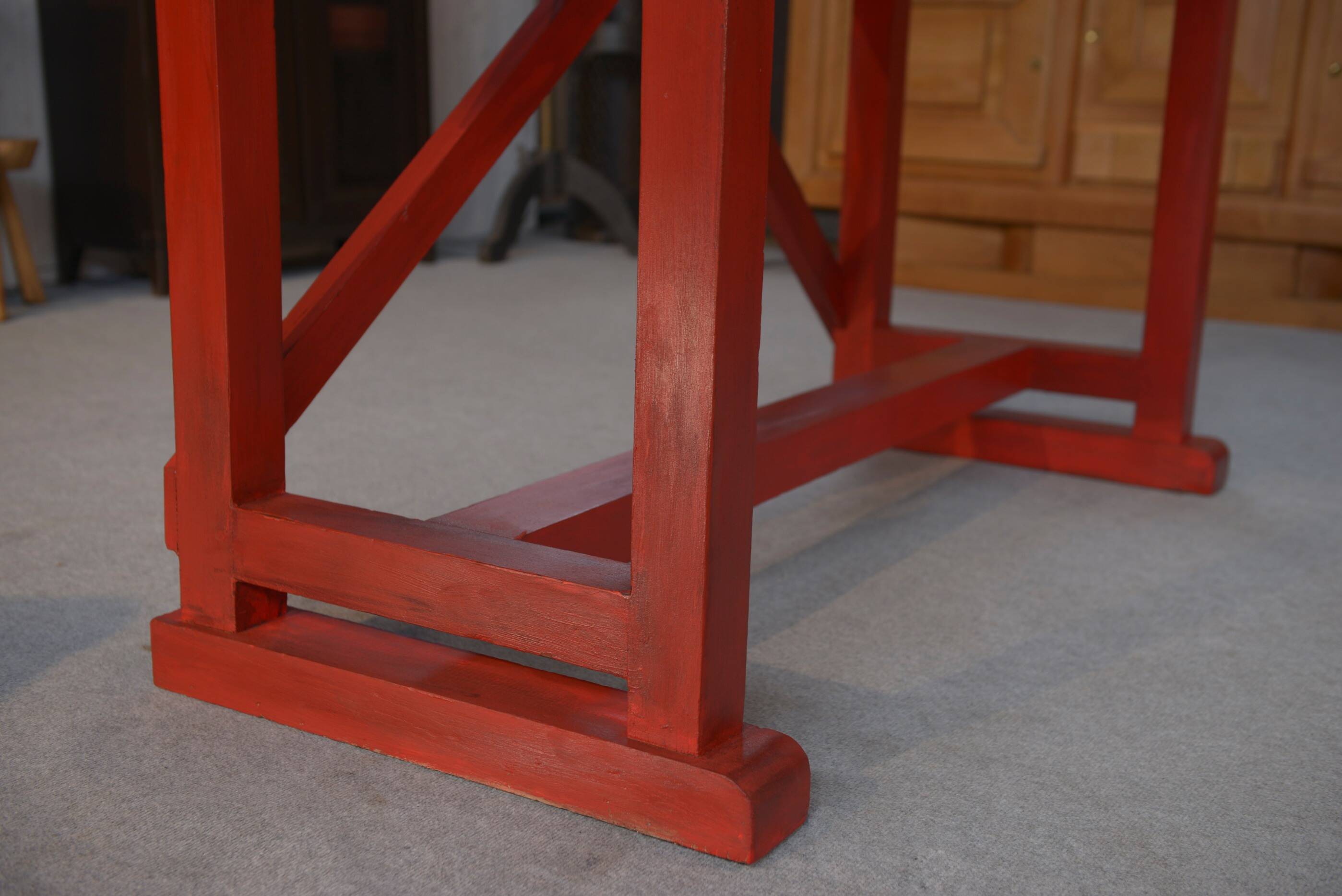 1950's industrial beech workshop workbench