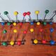 Vintage wall coat rack with 8 hooks in metal and wood (4 available), 1960s