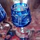 Bohemian blue crystal liqueur glasses