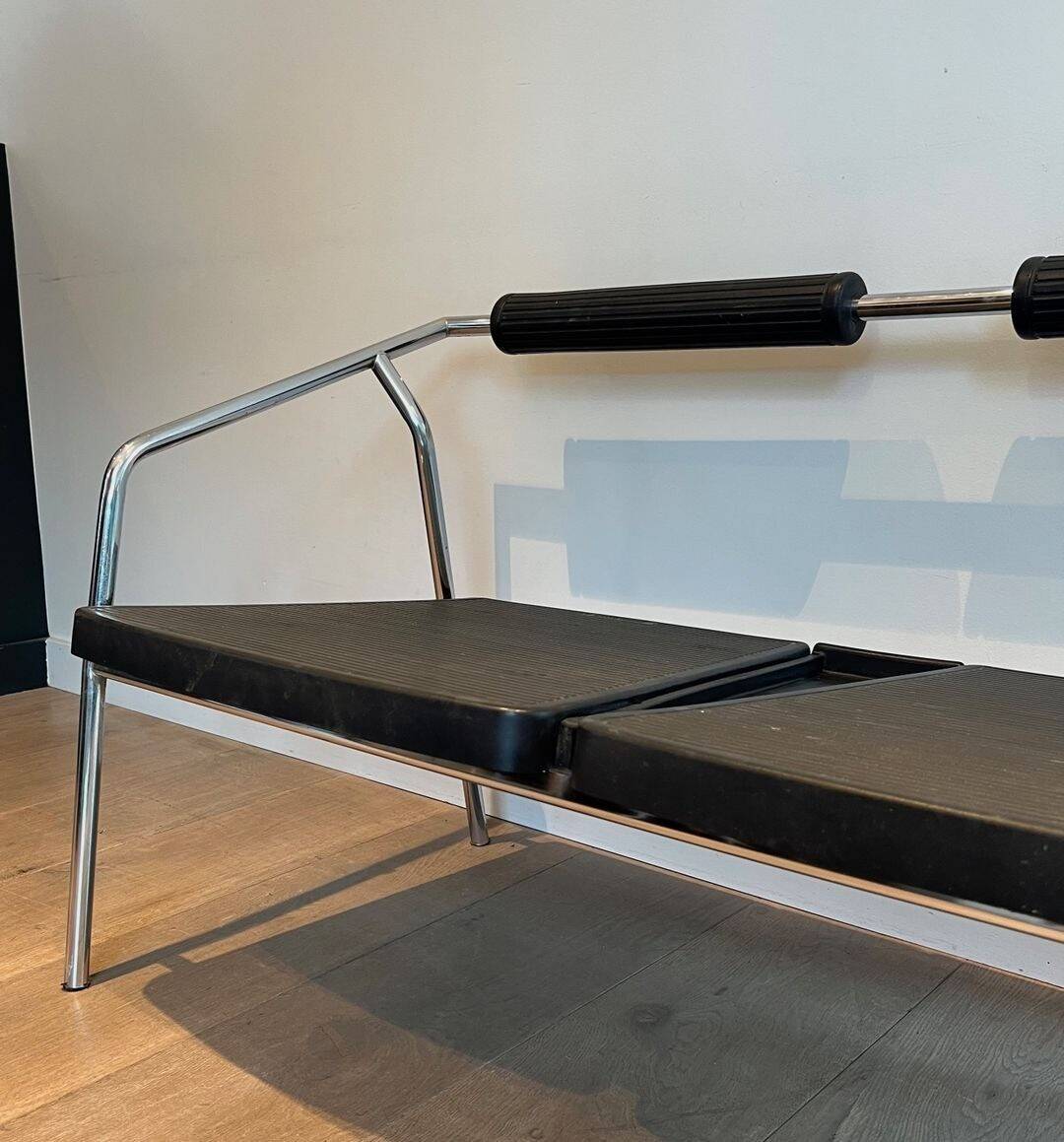 Sofa Design 'System', Chrome & Black Rubber, France, circa 1970