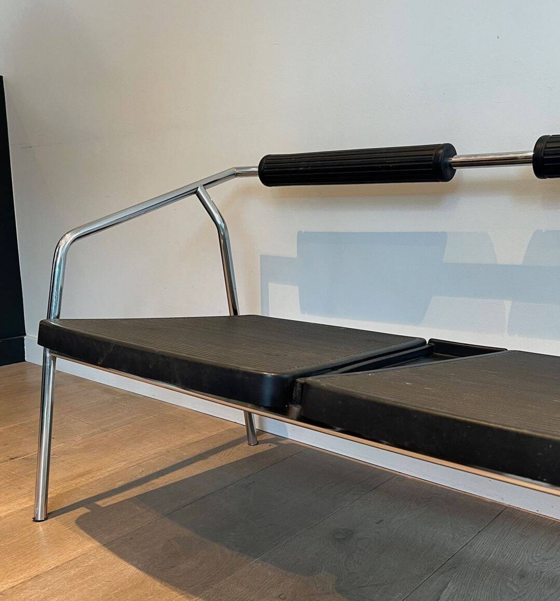 Canapé Design ‘System’, Chrome & Caoutchouc Noir, France, vers 1970