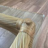 Grand table basse rotin et verre