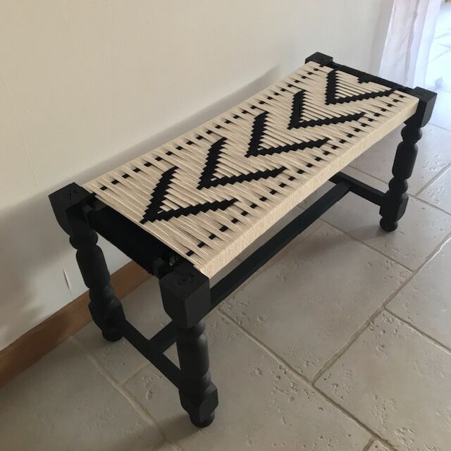 Hand woven indian bench