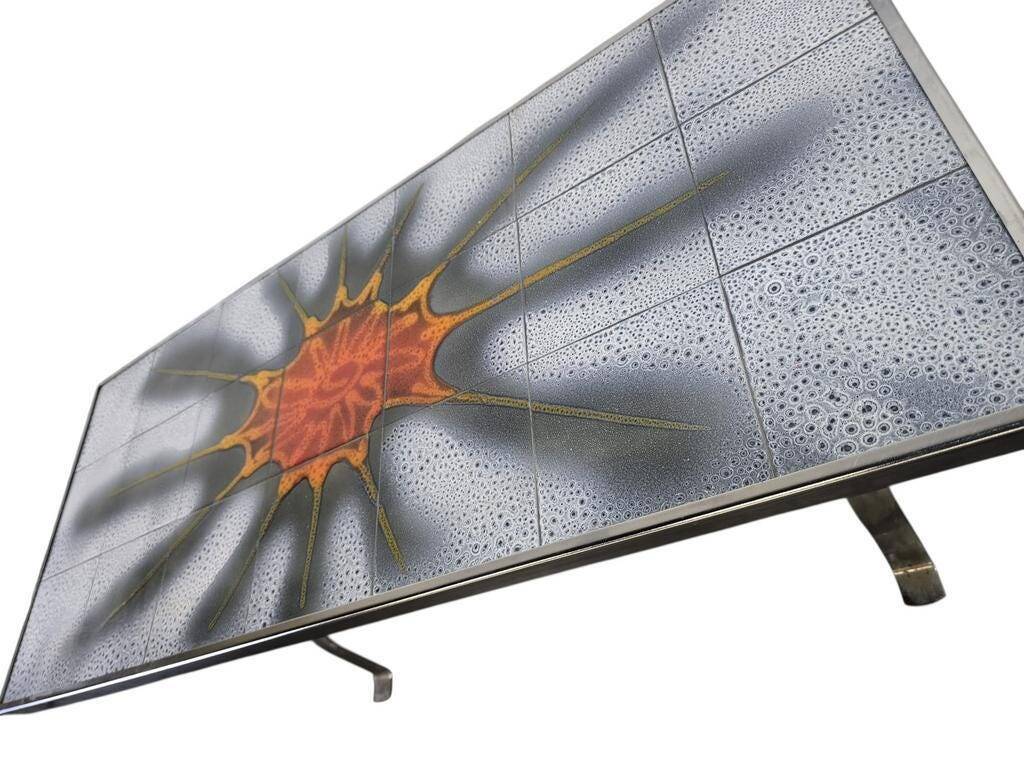 Vintage space age coffee table with chrome frame