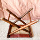 Vintage folding stool Leather & Wood Curule style