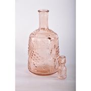 Vintage pink carafe with stopper / cap | brocante glass wine bottle / wine decanter
