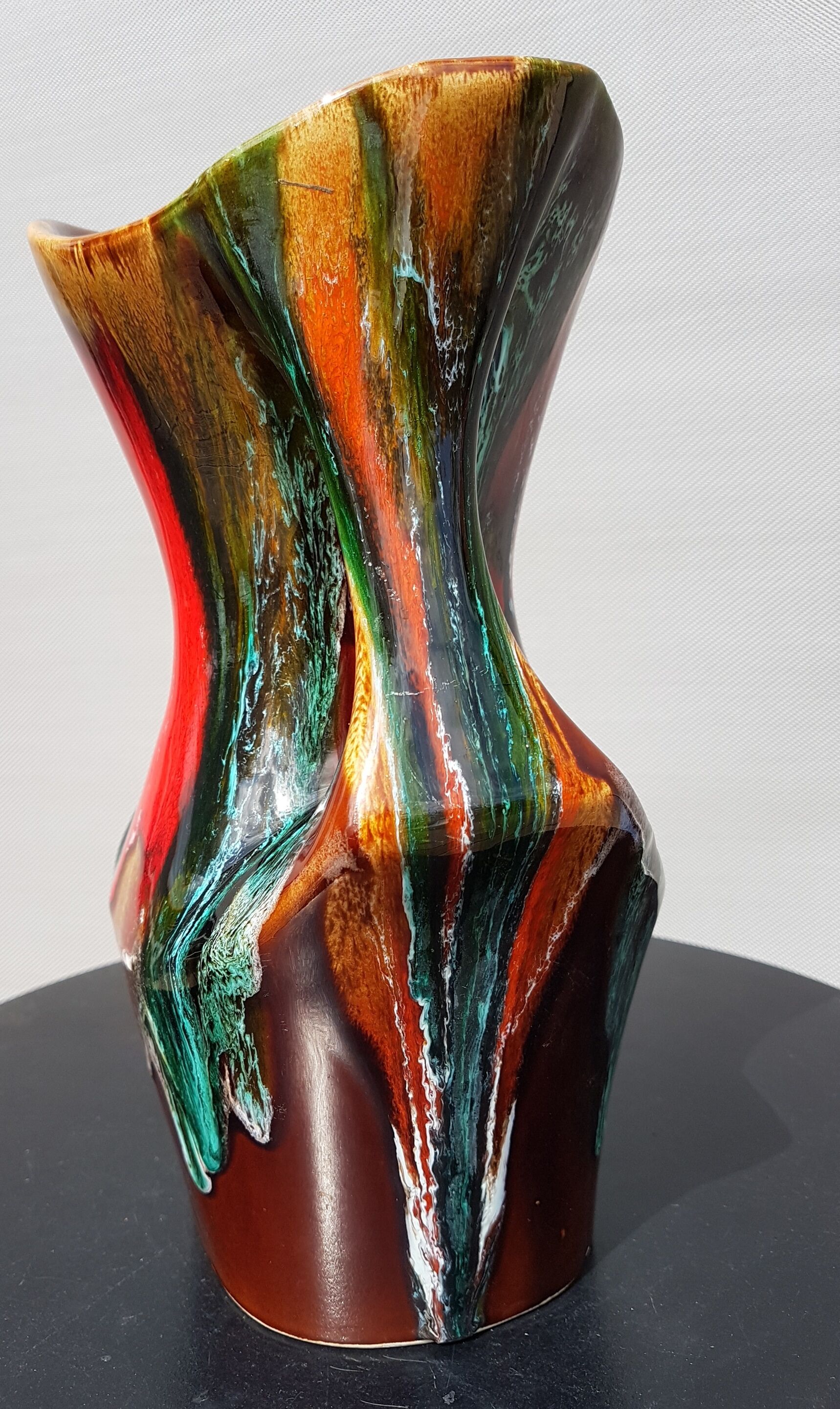 Vase poterie de Vallauris lave multicolore 1960