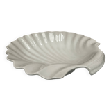Vintage shell-shaped white earthenware dish d 27 cm / h 7 cm