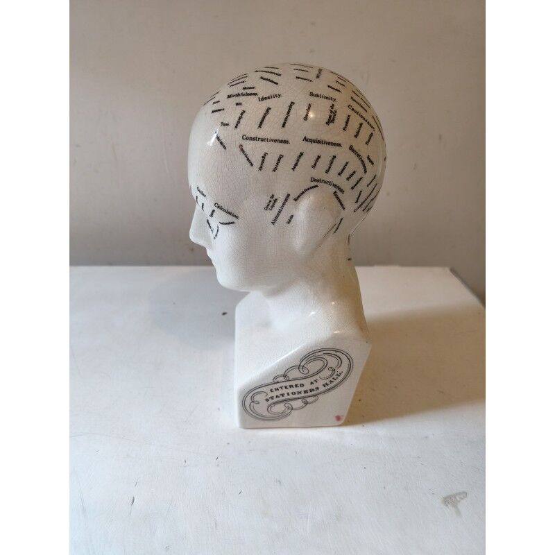 Cracked earthenware phrenology bust by Fowler