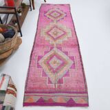Pink Brown Turkish Runner Rug 86x300Cm SKU 18158