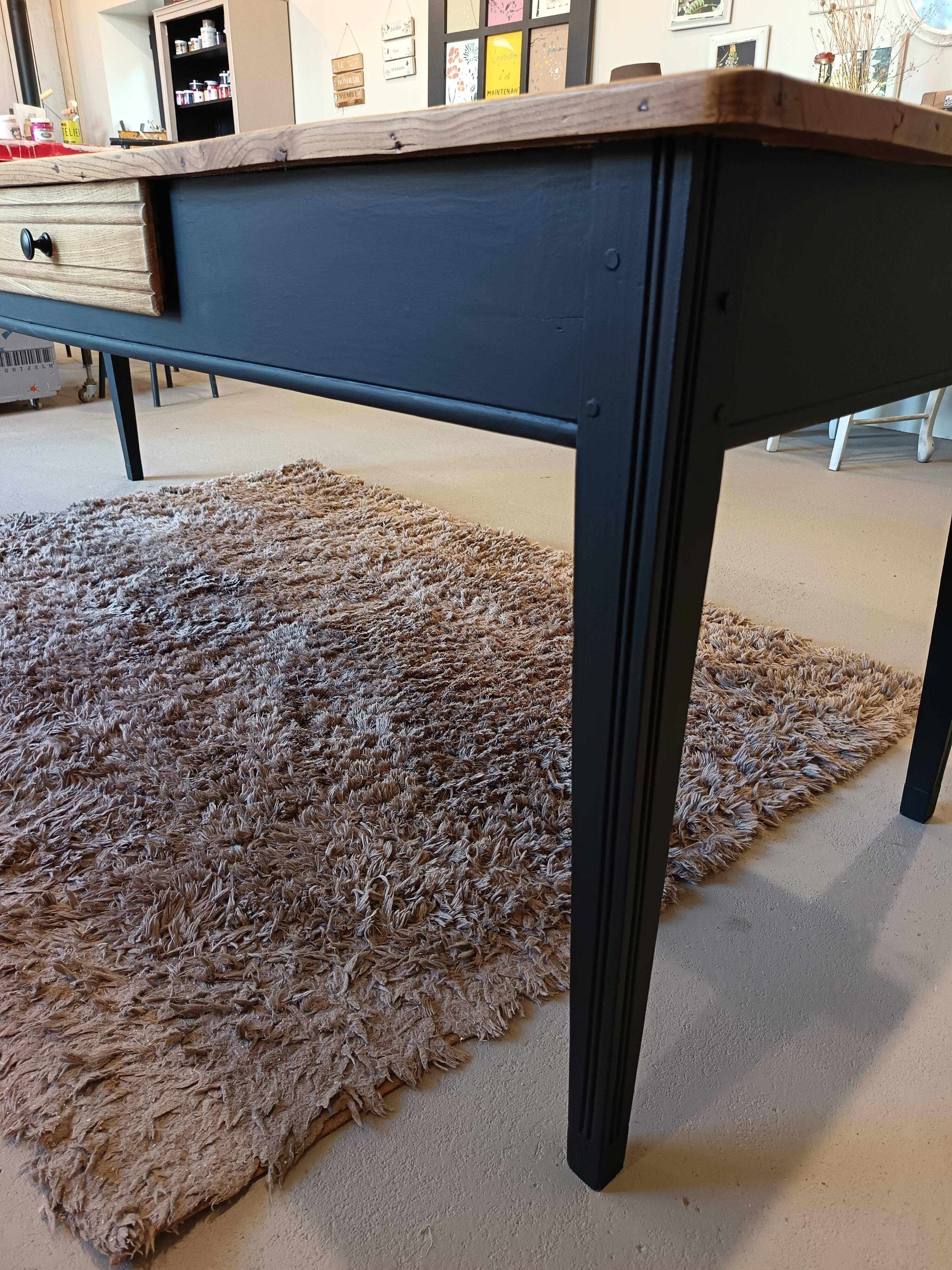 SUPERB RENOVATED FARMHOUSE TABLE 2.50m BLACK/WOOD