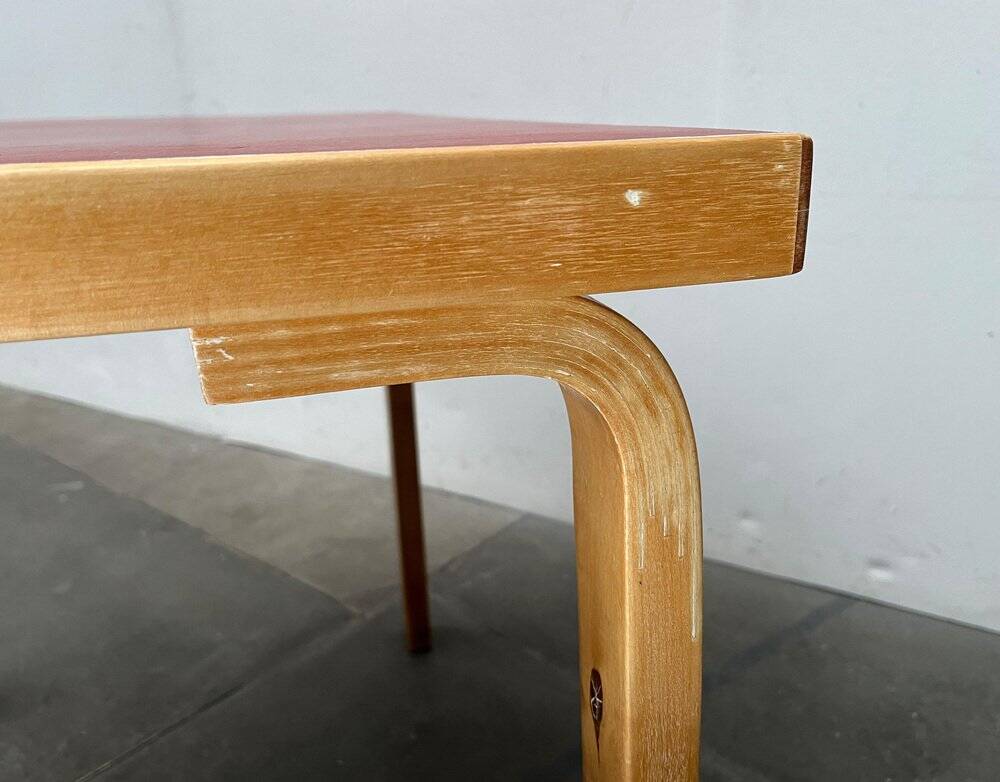 Mid-century red dining table or desk by Alvar Aalto for Artek, 1960s