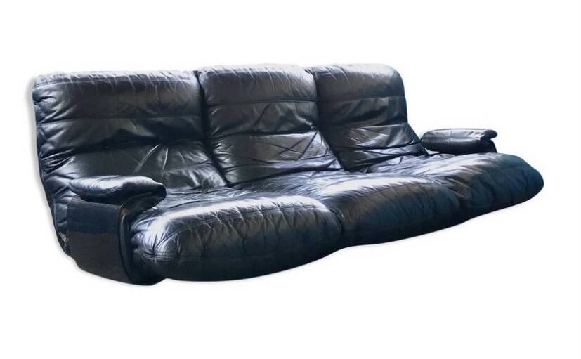 Vintage Scandinavian leather sofa, midcentury leather sofa