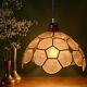 Suspension antique lampshade in beige and blue mother-of-pearl