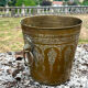 Persian Brass Champagne Bucket, Hand Engraved Ram Head Handles