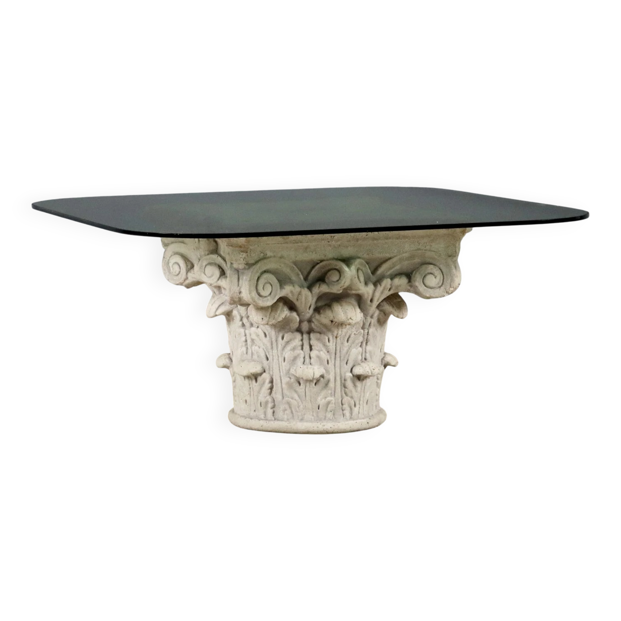 Small antique table in glass and stoneware, Italy, 20th century.