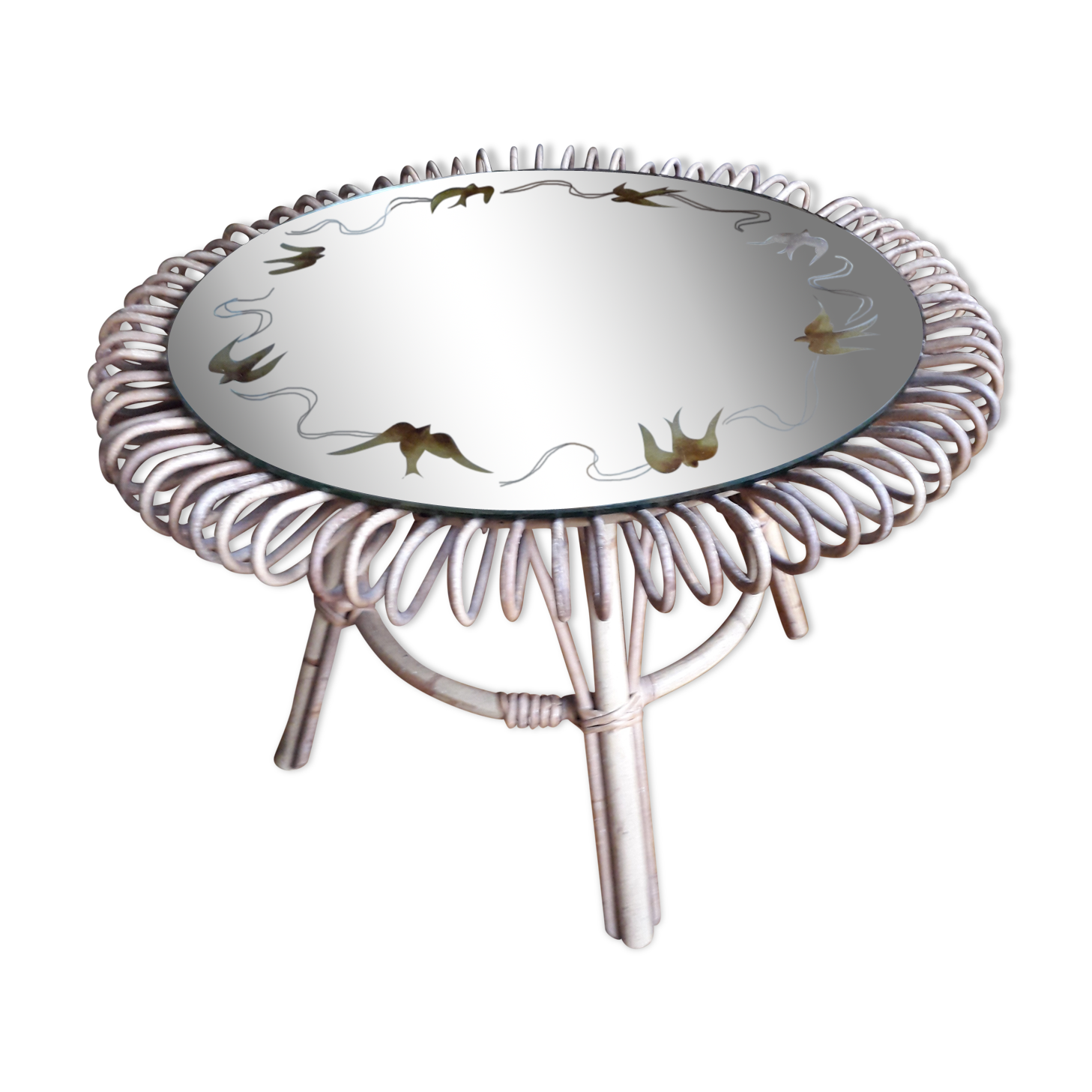 Rattan side table from the 1950s