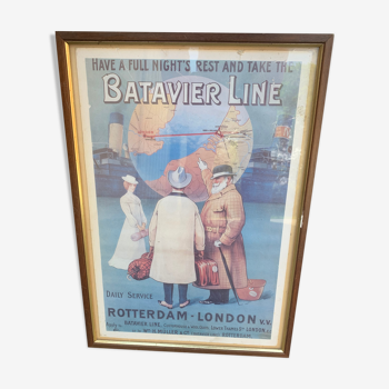 Affiche Batavier Line ligne Londres Rotterdam