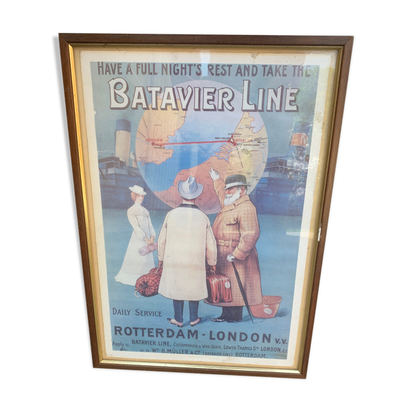 Affiche Batavier Line ligne Londres Rotterdam — Beyit