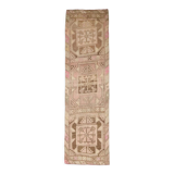 3x12 brown & beige vintage runner rug 100x360cm