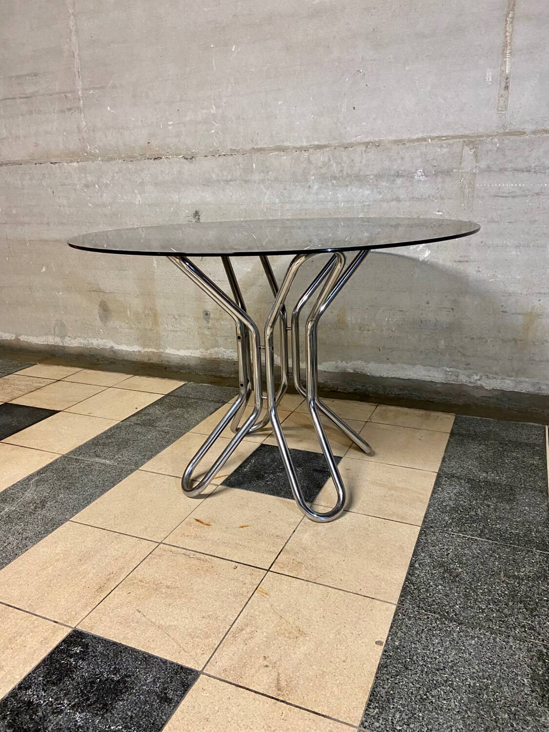 Vintage smoked glass table