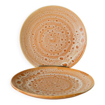 Paire d'assiettes à dessert en céramique, Niderviller, modèle Fauve, 1960