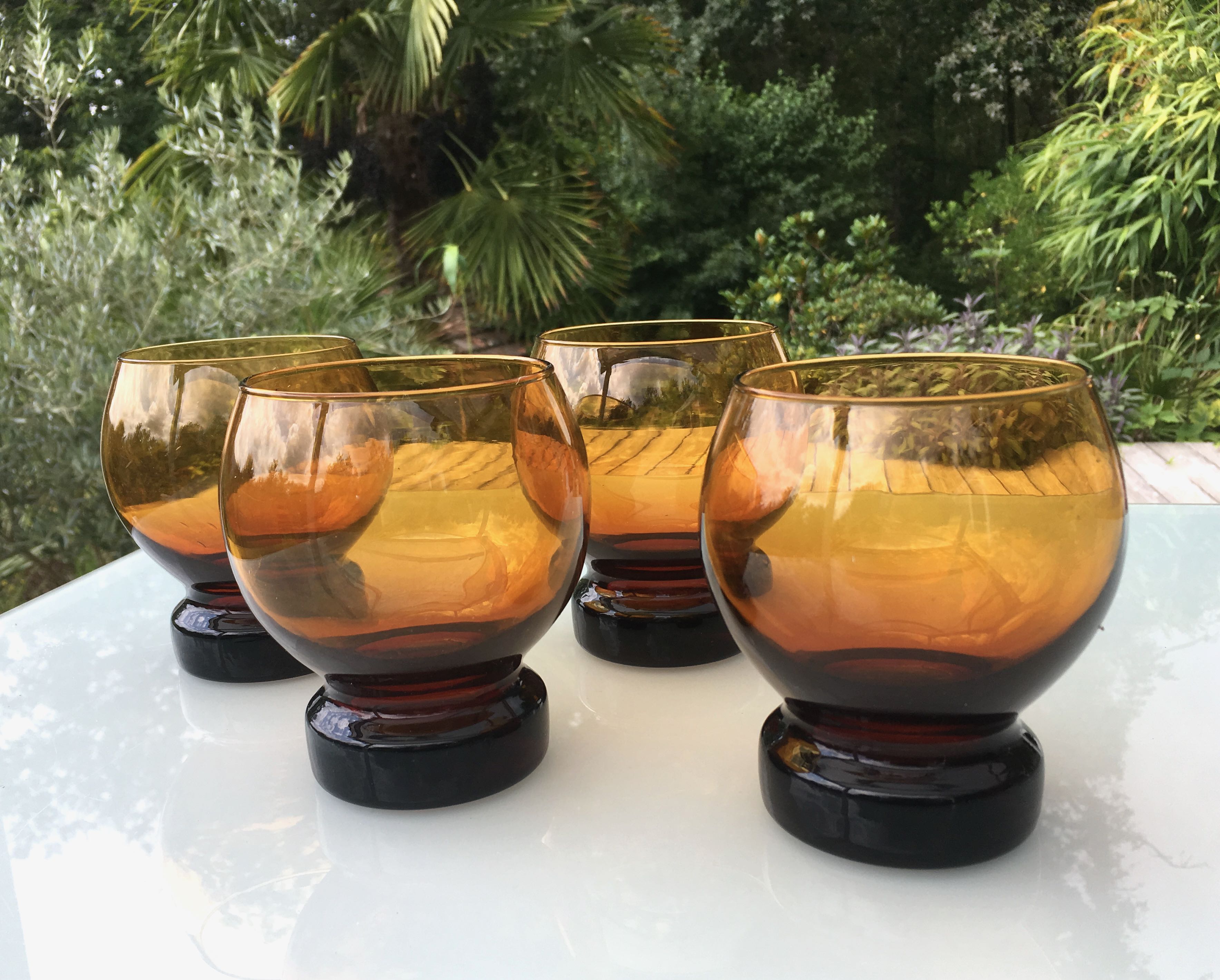 Set of 4 vintage amber cups
