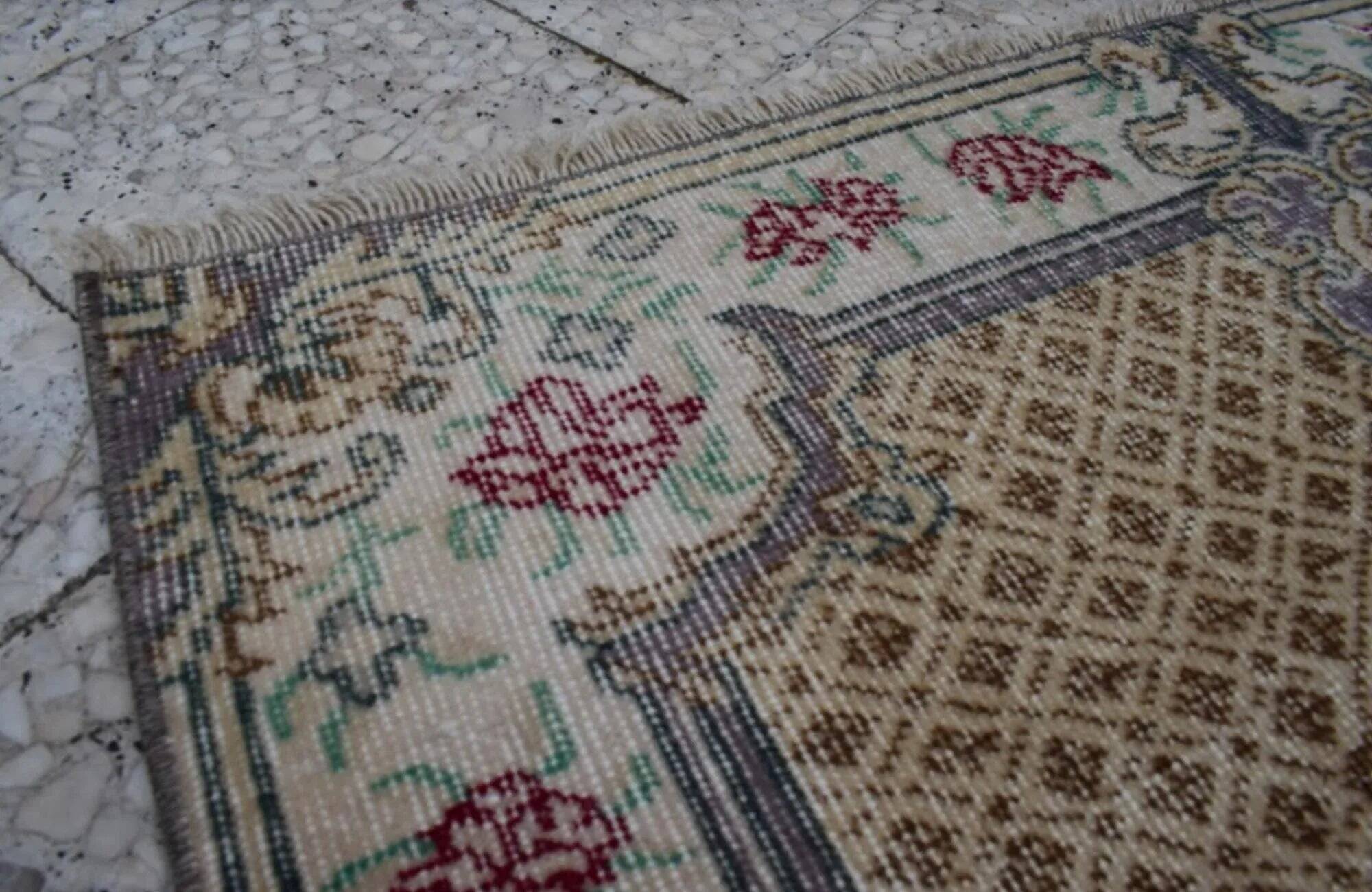 Vintage Turkish Oushak rug 114x212 cm