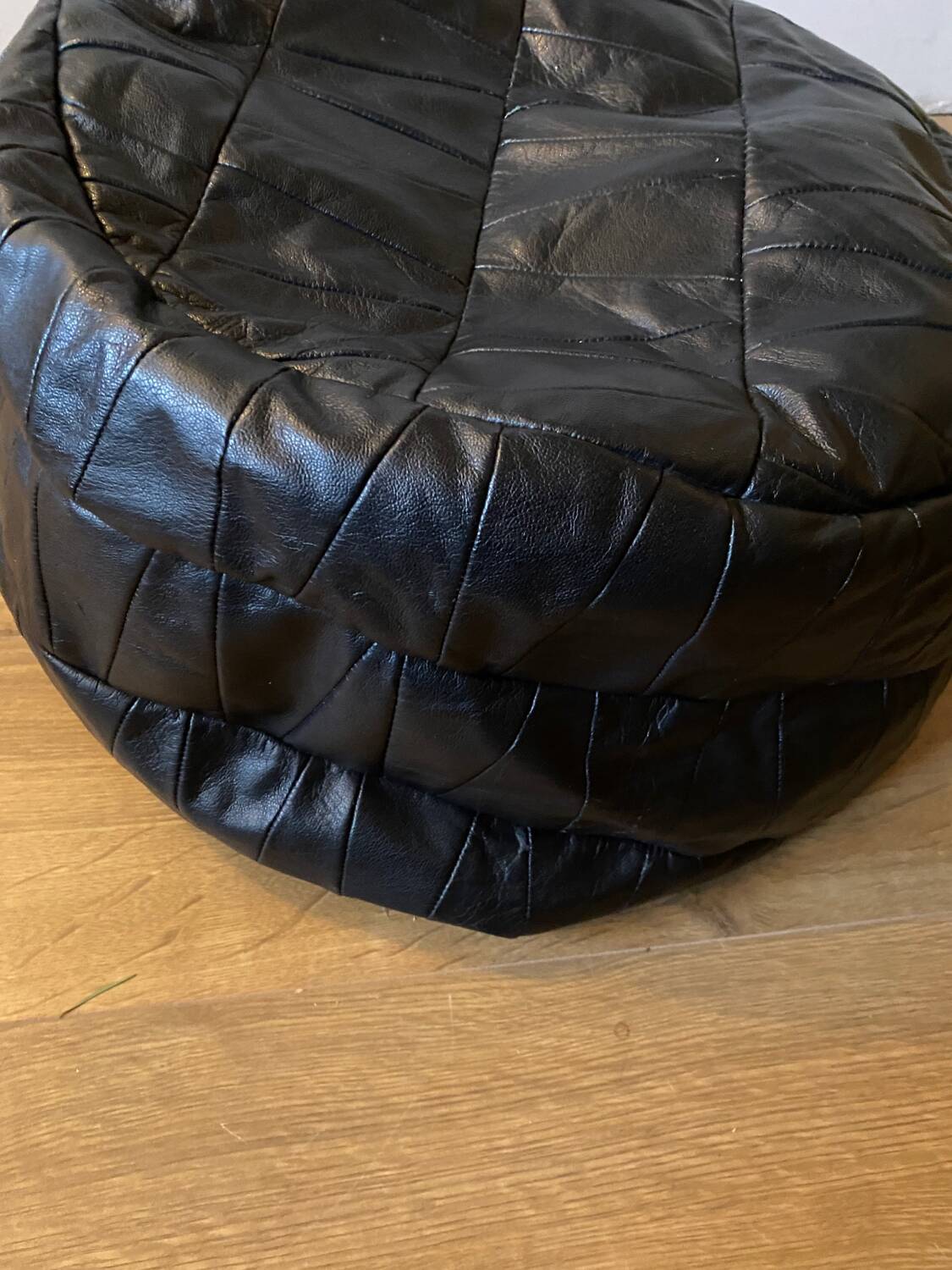 Patchwork leather pouf in de Sede style