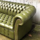 Chesterfield green leather sofa